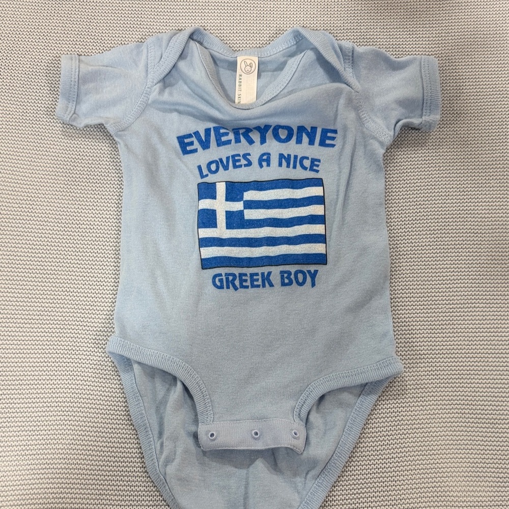 Rabbit Skins Light Blue Greek Boy Bodysuit